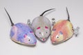 Three wind-up toy mice Royalty Free Stock Photo