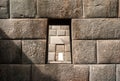 Three Windows in Inca Wall in Coricancha Ruins Royalty Free Stock Photo