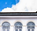 Three windows on Old Building in Sino Portuguese Style at Thalang Road Royalty Free Stock Photo