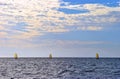 Three windsurfers in the Gulf of Mexico Royalty Free Stock Photo