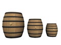Three wine barrels - 3d render Royalty Free Stock Photo