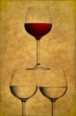 Three wine glasses