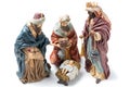 Three Wise Kings and Baby Jesus Ceramic Figurines