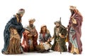 Three Wise Kings  and Holy Family Ceramic Figurines Royalty Free Stock Photo