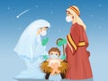 The three wise men bring gifts
