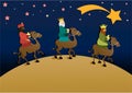 Three wise men bring presents to Jesus