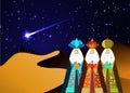 Three wise men Christmas. Three biblical Kings, Caspar, Melchior and Balthazar. Bethlehem Nativity concept, Epiphany Royalty Free Stock Photo