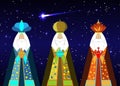 Three wise men Christmas. Three biblical Kings, Caspar, Melchior and Balthazar. Bethlehem Nativity concept, Epiphany symbol Royalty Free Stock Photo