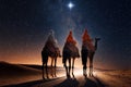 Three wise men follow the Christmas star Royalty Free Stock Photo