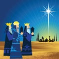Bethlehem star and three wise men Royalty Free Stock Photo
