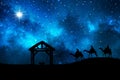 Three wise men go for the star of Bethlehem Royalty Free Stock Photo