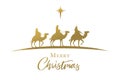 Three wise men golden silhouette, nativity scene Royalty Free Stock Photo