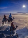 Three Wise Men (Magi) Led By A Star To Meet Jesus in Bethlehem Christmas Theme Royalty Free Stock Photo