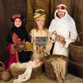Three wise men in nativity scene Royalty Free Stock Photo