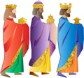three wise men or three kings. Nativity illustration.