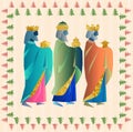 three wise men or three kings. Nativity illustration Christmas c Royalty Free Stock Photo