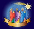 three wise men or three kings. Nativity illustration Christmas c Royalty Free Stock Photo