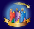 three wise men or three kings. Nativity illustration. Royalty Free Stock Photo