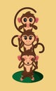 Three wise monkeys cartoon Royalty Free Stock Photo