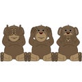 Three wise monkeys. See no evil, hear no evil and speak no evil. Royalty Free Stock Photo