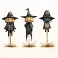 Scarecrow Illustrations: Dreamy And Haunting Portraits On Sticks Royalty Free Stock Photo