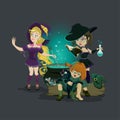 Three witches brew potion Royalty Free Stock Photo