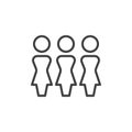 Three woman group line icon