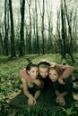 Three women in a forest Royalty Free Stock Photo
