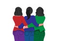 Three women hugging each other Human rights, equality, fraternity Vector illustration Royalty Free Stock Photo