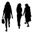 three women making chat, body silhouette vector