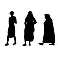 three women making chat, body silhouette vector