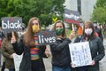 Three women at Salem, Oregon Black Lives Matter protest