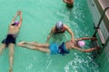 Three women in the swimming pool Royalty Free Stock Photo