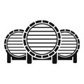 Three wooden barrels standing for wine or beer aging Royalty Free Stock Photo