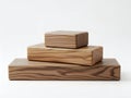 Three wooden blocks stacked on top of each other against a white background Royalty Free Stock Photo