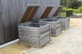 Three Wooden Composting Bins