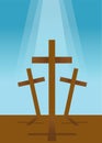 Three Wooden Cross Standing With Blue Background Royalty Free Stock Photo