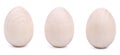 Three wooden Easter eggs isolated on a white Royalty Free Stock Photo