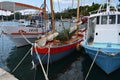 Three wooden fishing boats