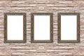 three wooden frames on modern slate wall Royalty Free Stock Photo