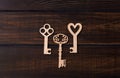 Three wooden keys Royalty Free Stock Photo