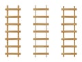 Three wooden ladders