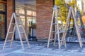 Three Wooden Ladders Royalty Free Stock Photo