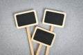 Three wooden mini blank blackboard labels.