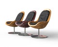 Three Wooden Modern Armchairs