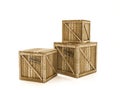 Three wooden shipping crates Royalty Free Stock Photo