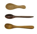 Three wooden spoons placed on a white background Royalty Free Stock Photo