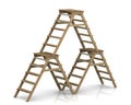 Three wooden stepladders Royalty Free Stock Photo