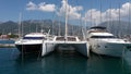 Three yachts in the harbor Royalty Free Stock Photo