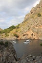 Three yachts in the little bay. Majorca, Spain. 27 august 2013